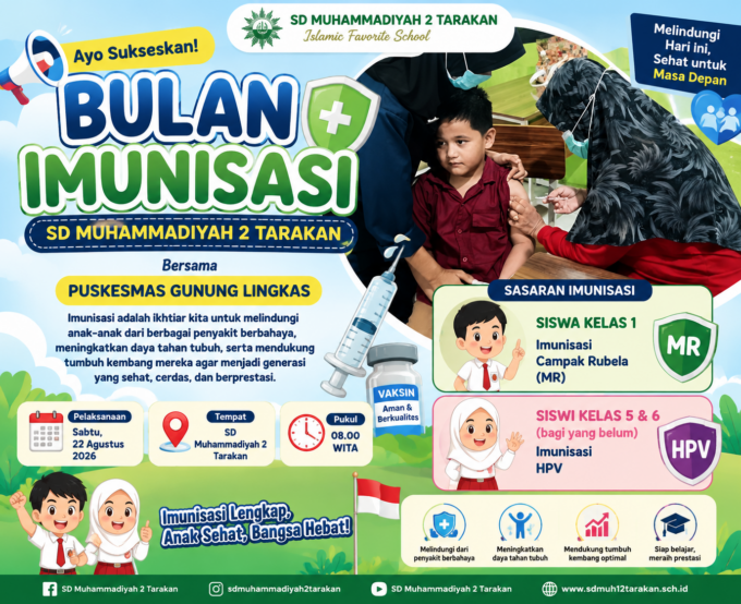 SD Muhammadiyah 2 Tarakan Bersama Puskesmas Gunung Lingkas Laksanakan Bulan Imunisasi