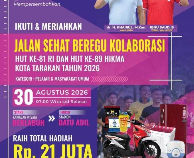 Semarak Jalan Sehat HUT RI ke-81 dan HUT HIKMA ke-89, Guru SD Muhammadiyah 2 Tarakan Tampilkan Yel-Yel Kreatif
